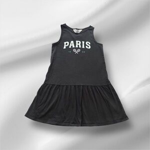 H&M Girl’s Gray Peplum T shirt Dress with Paris Tennis Graphic size8-10